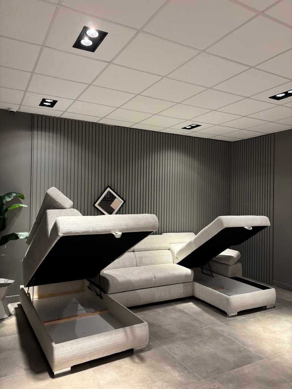 Canape angle u Toulouse tissu marbella convertible avec coffre
