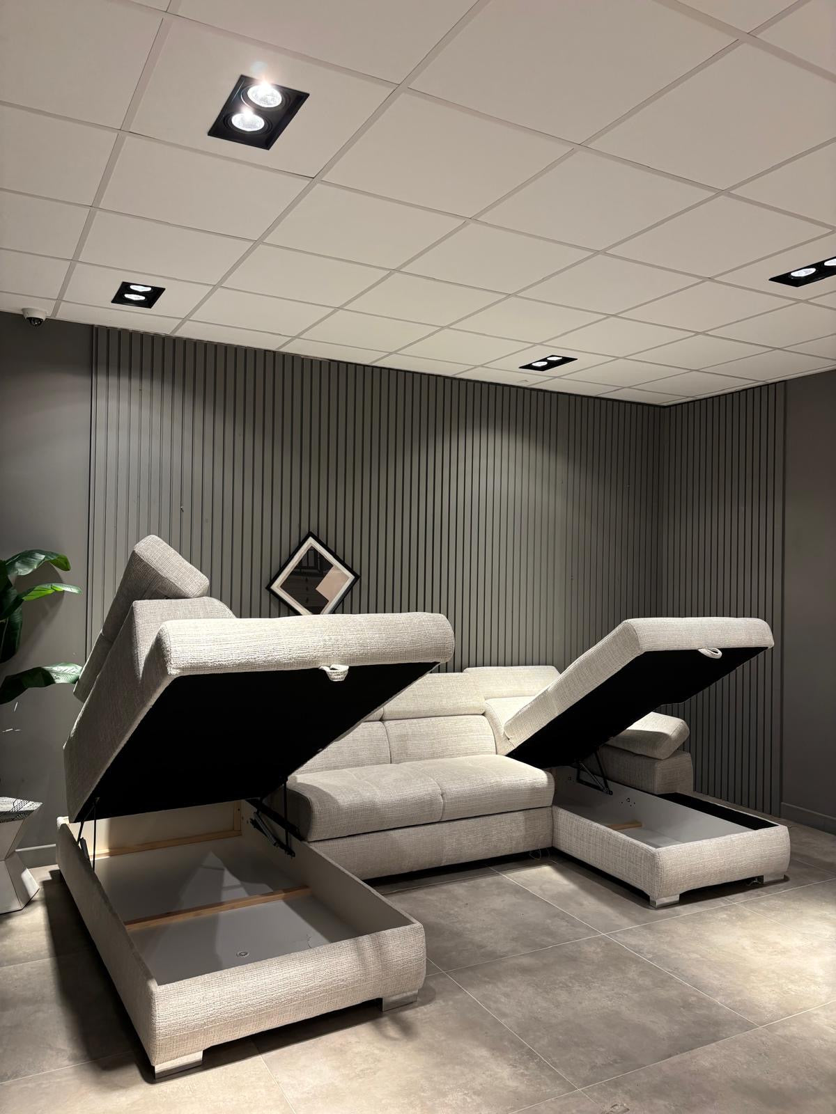 Canape angle u Toulouse tissu marbella convertible avec coffre