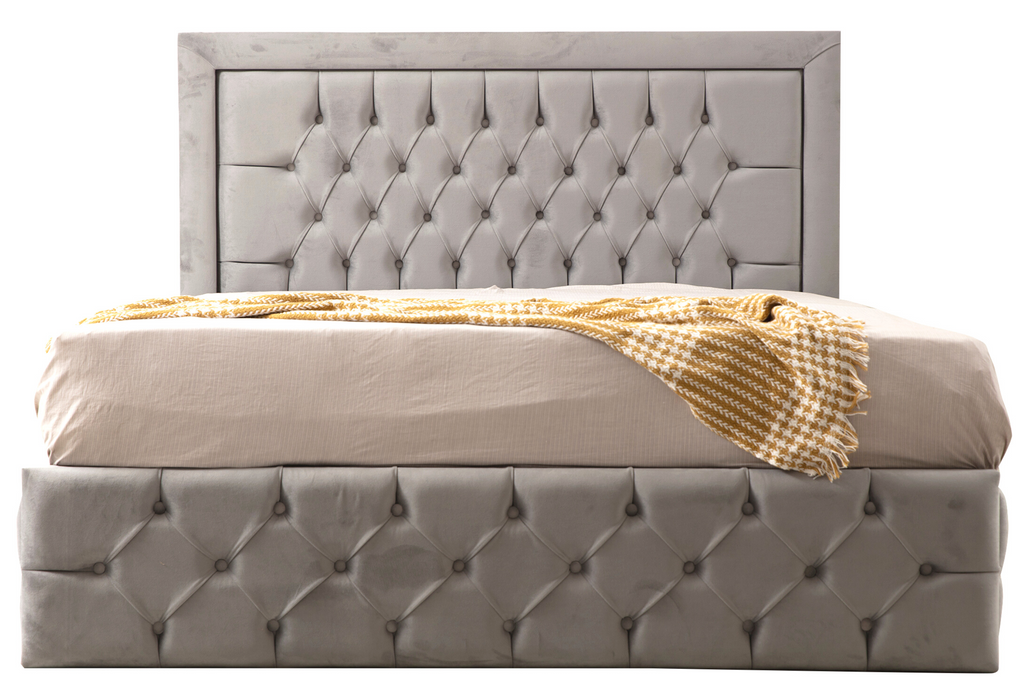 Cadre De Lit ROMA GRIS - Velours capitonné