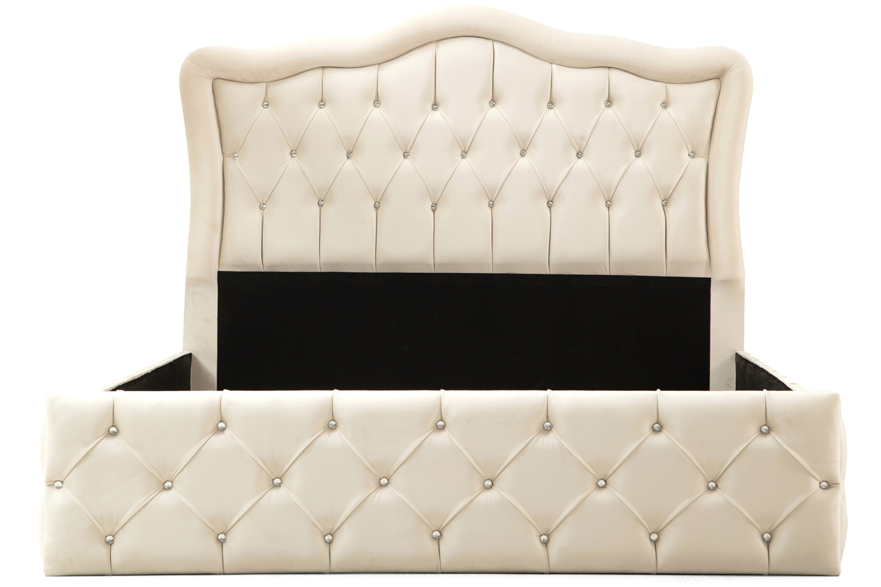 Cadre De Lit VENISE BLANC CASSE - Velours captionné strass