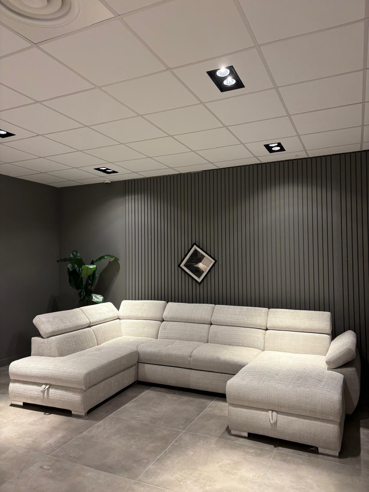 Canape angle u Toulouse tissu marbella convertible avec coffre