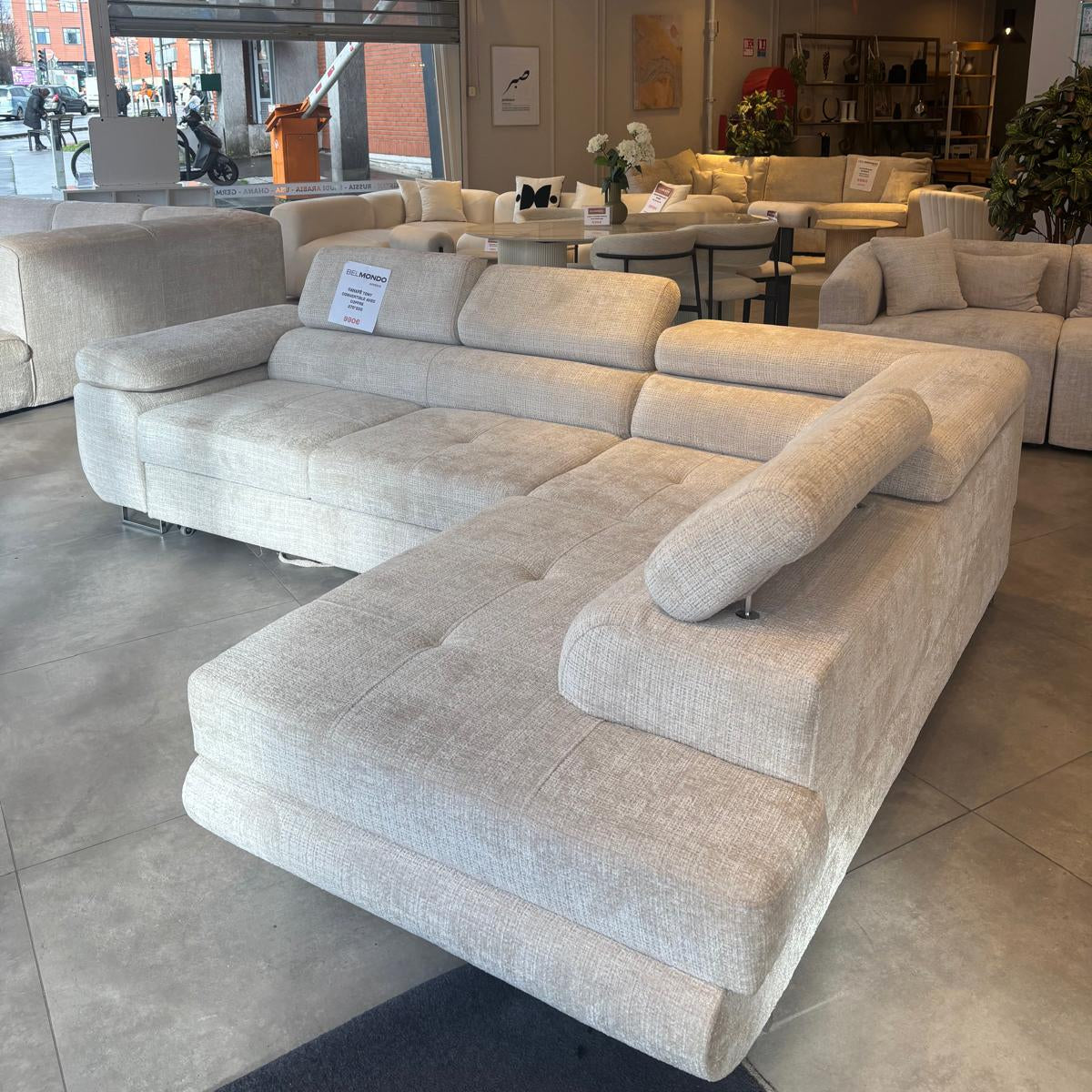 CANAPE ANGLE TONY TISSU MARBELLA CONVERTIBLE AVEC COFFRE