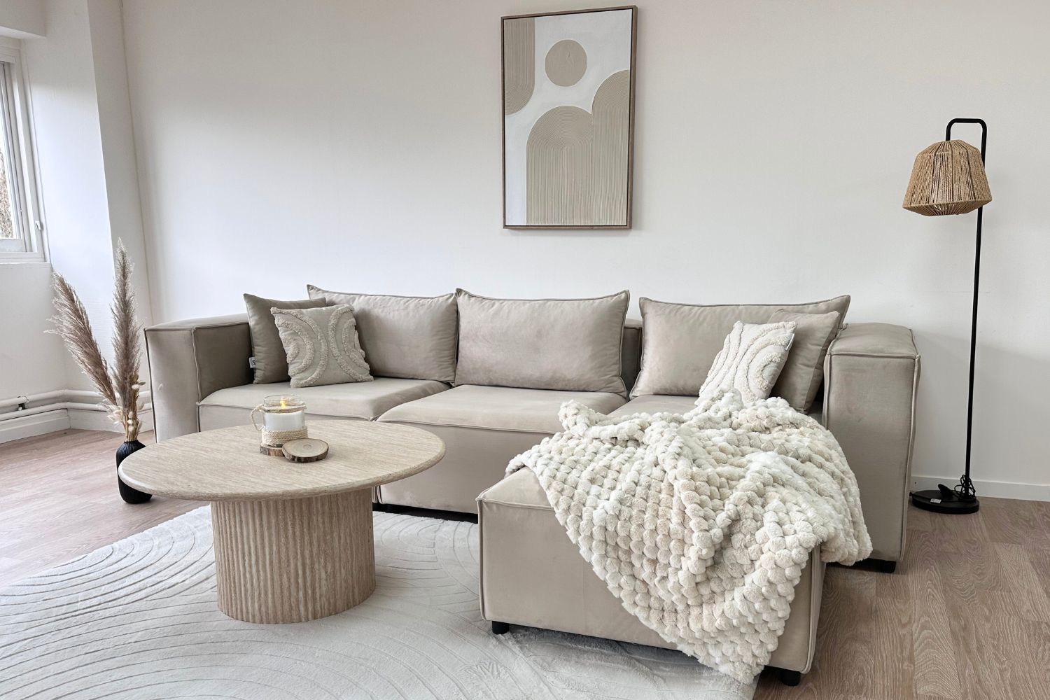 Canapé ELEGANCE Velours Modulable 3+1 Pouf