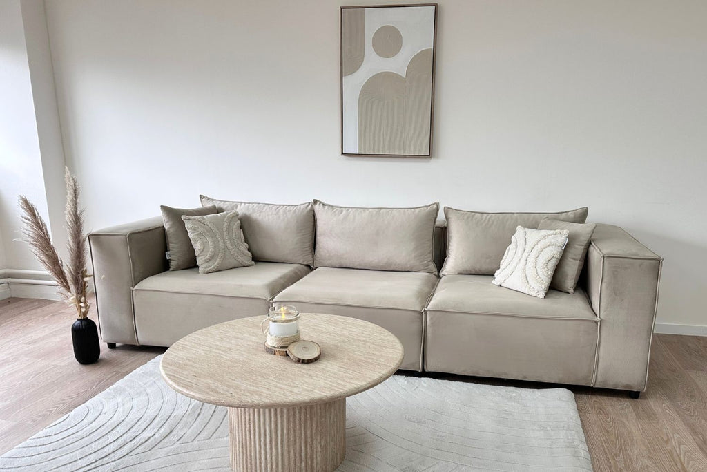 Canapé ELEGANCE Velours Modulable 3+1 Pouf