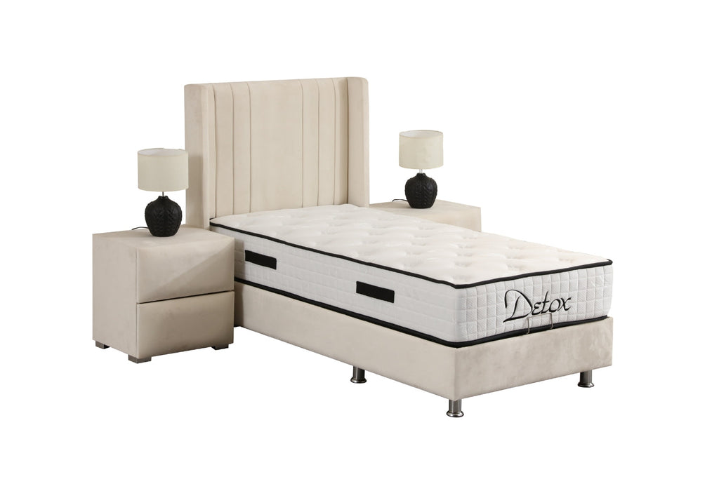 Lit Coffre Enfant ALMA Velours Blanc Cassé