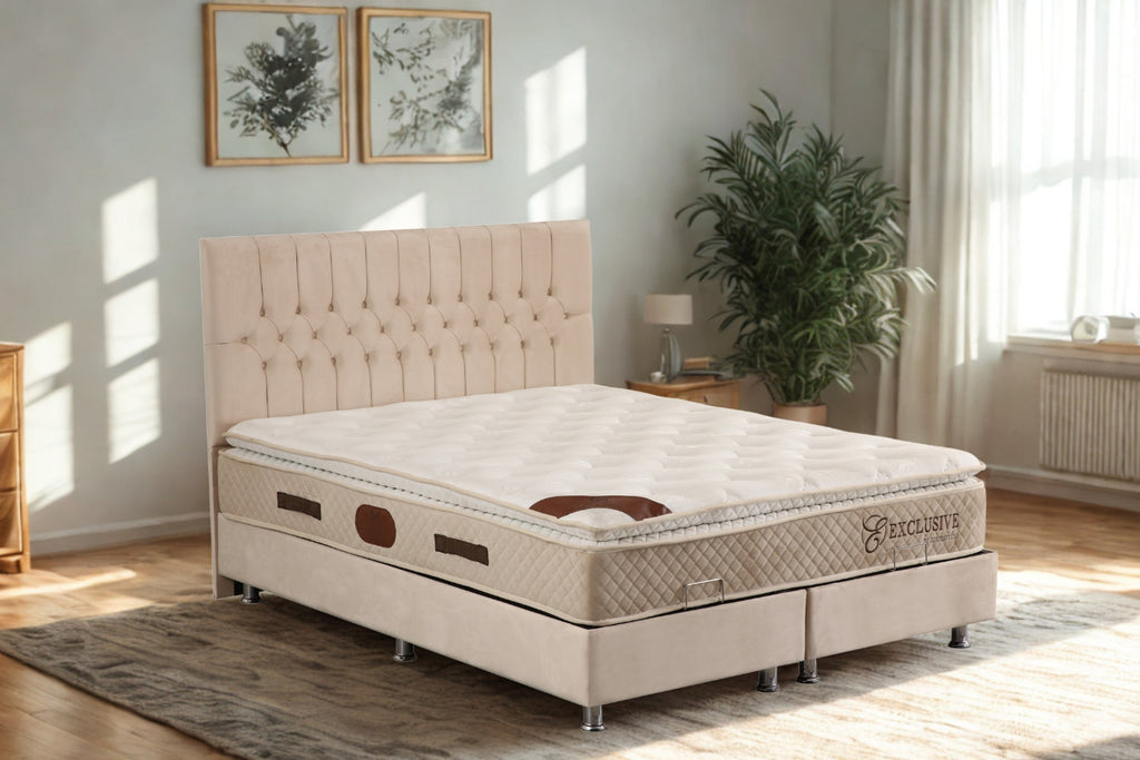 Lit Coffre HUGO Velours Beige