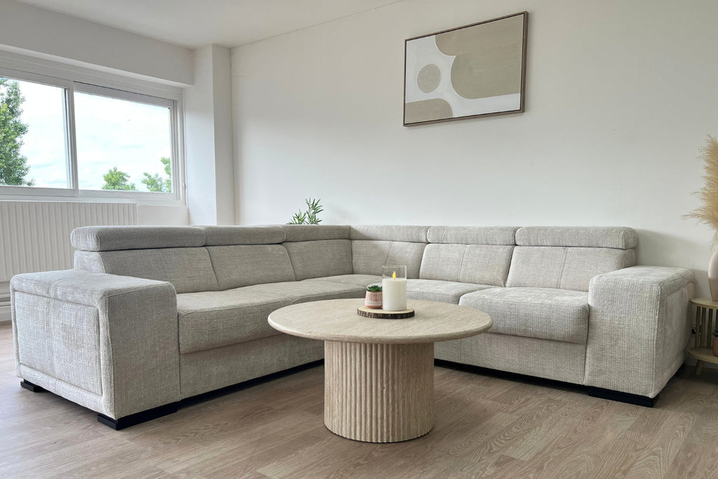 Canapé KAROLA Tissu Marbella Crème