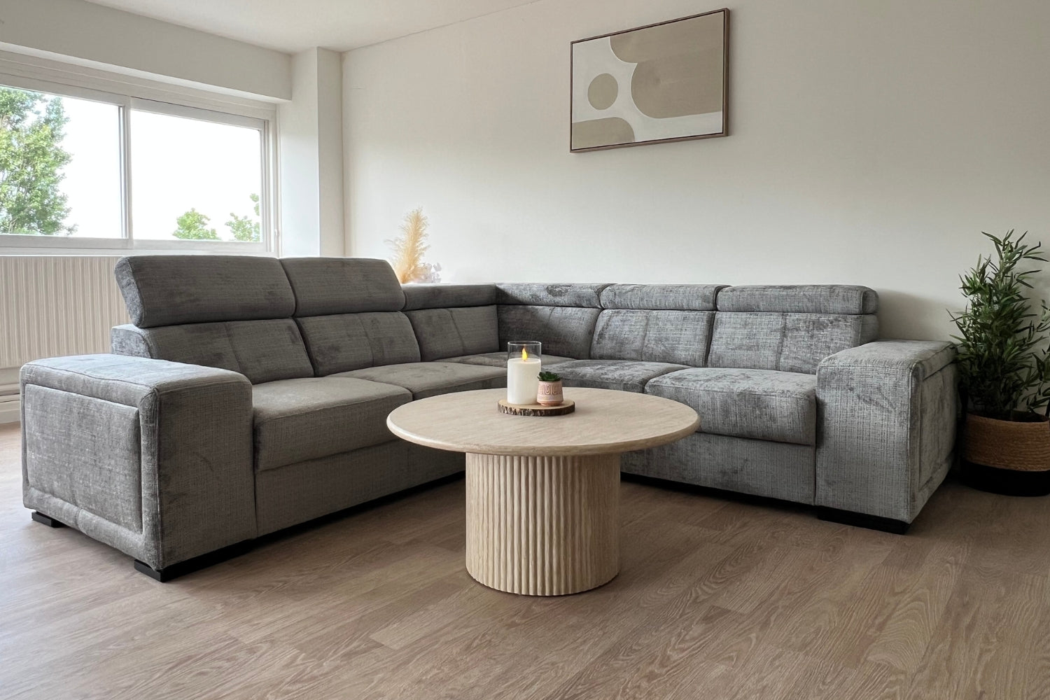 Canapé KAROLA Tissu Marbella Gris Anthracite