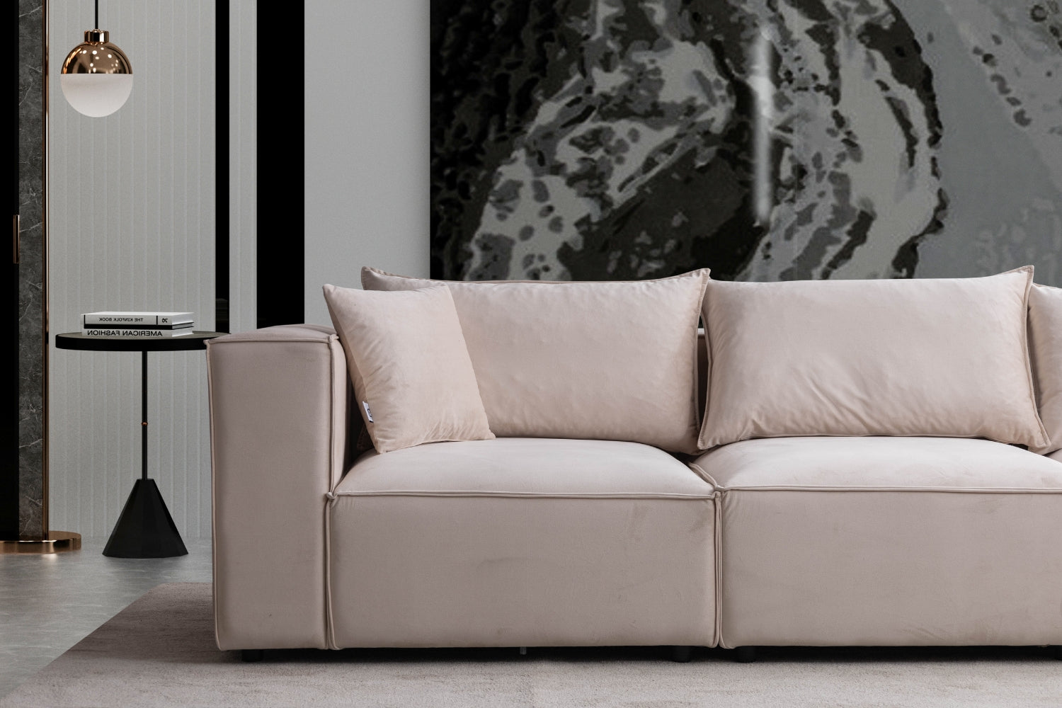 Canapé ELEGANCE Velours Modulable 3+1 Pouf