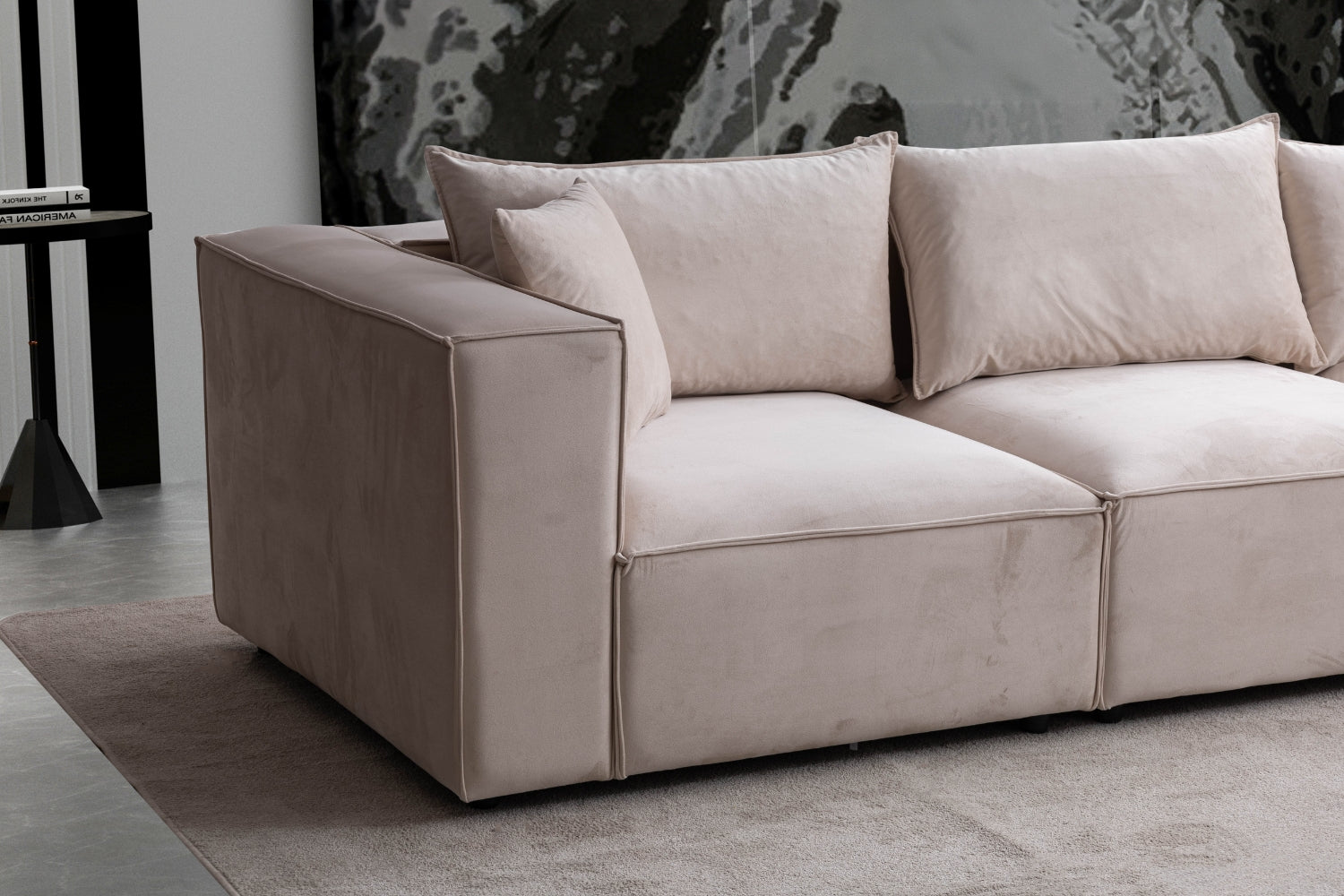 Canapé ELEGANCE Velours Modulable 4+1 Pouf