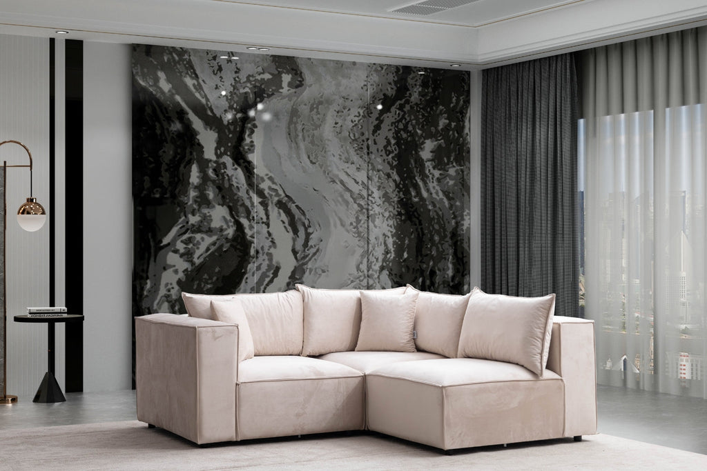 Canapé ELEGANCE Velours Modulable 3+1 Pouf