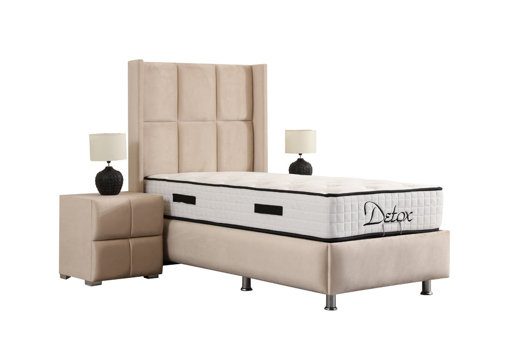 Lit Coffre Enfant RIO Velours Beige