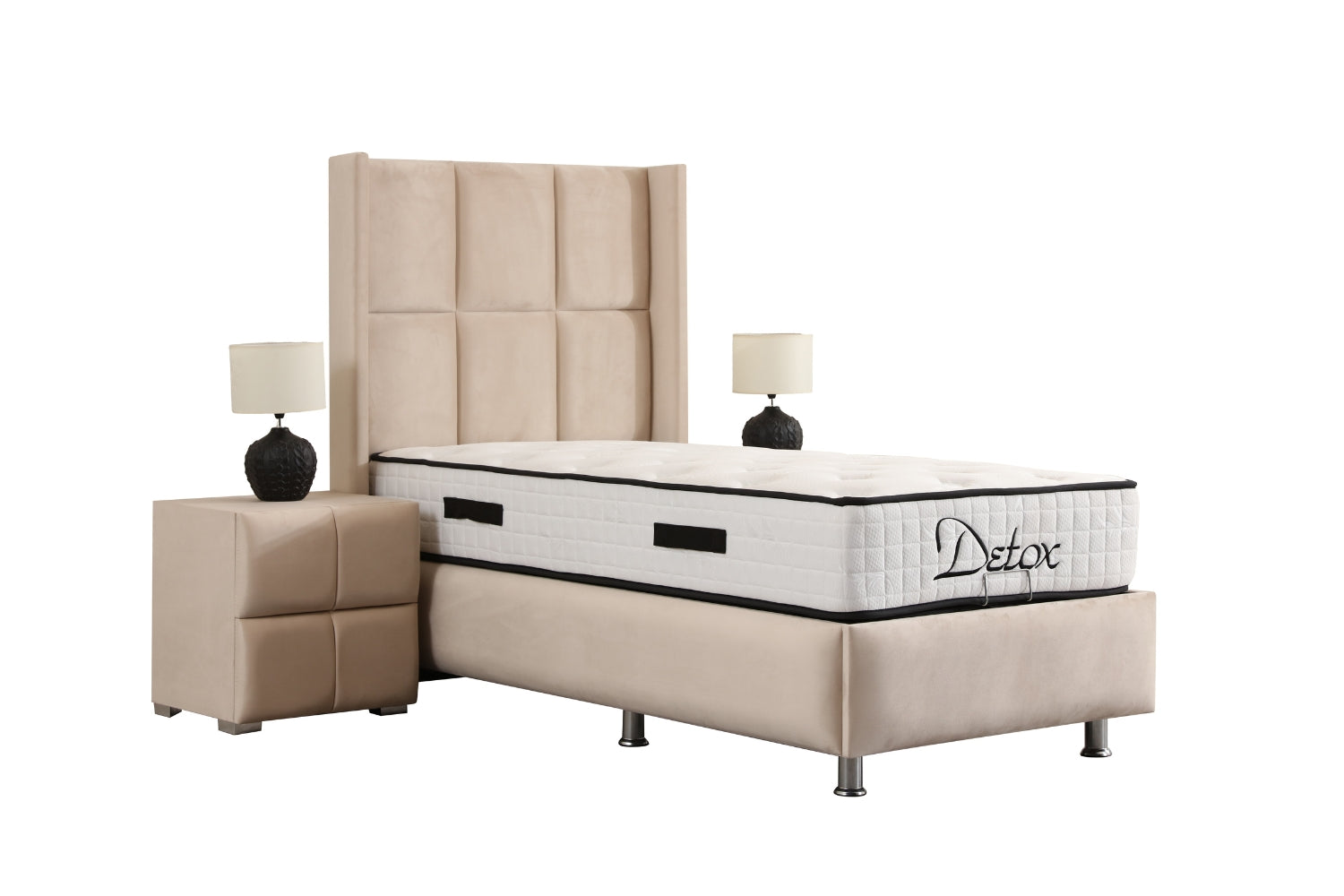 Lit Coffre Enfant RIO Velours Beige