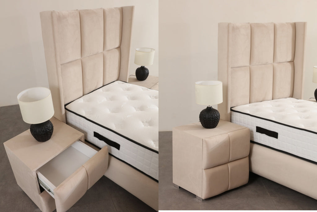 Lit Coffre Enfant RIO Velours Beige