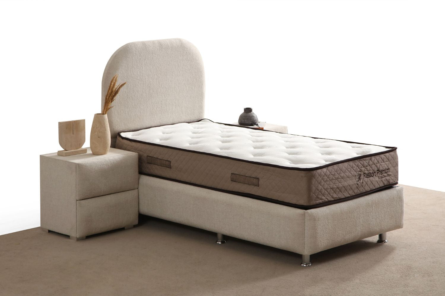 Lit Coffre Enfant JADE Chenille Blanc Cassé