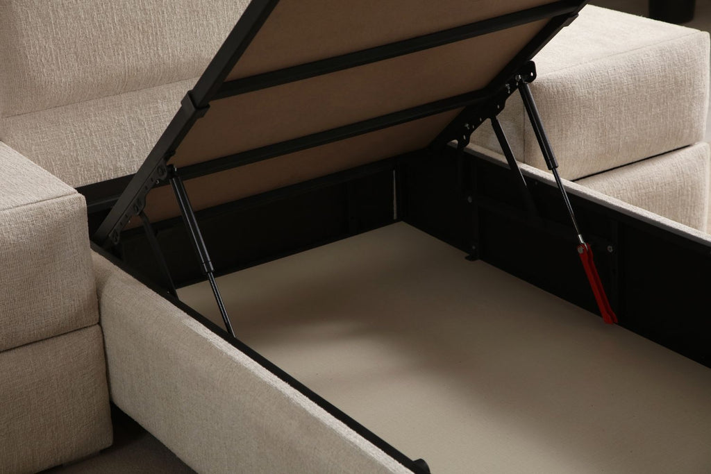 Lit Coffre Enfant JADE Chenille Blanc Cassé