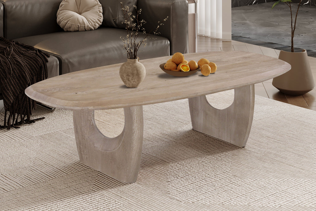 Table Basse 'Braga' Ovale danoise Bois de Manguier Amande