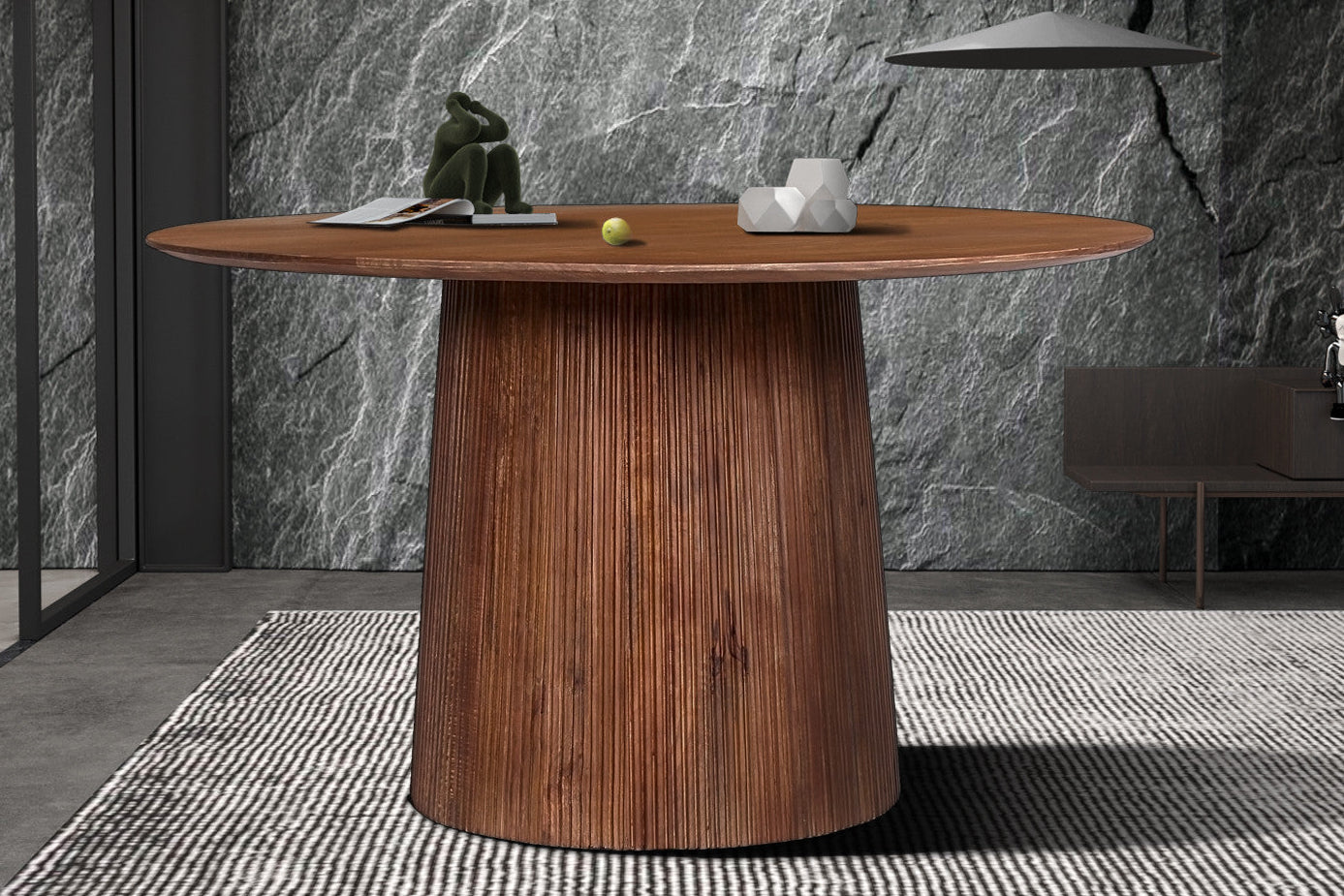 Table à manger MICHEL 130 cm Bois de manguier Ronde Brun clair