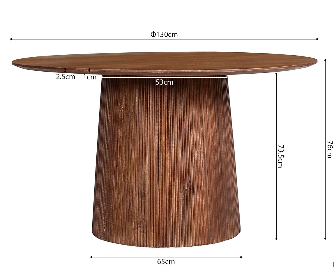 Table à manger MICHEL 130 cm Bois de manguier Ronde Brun clair