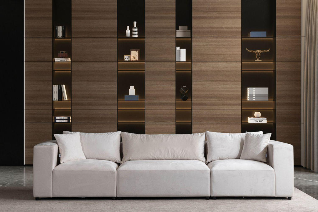 Canapé AZRA Modulable Velours Blanc cassé