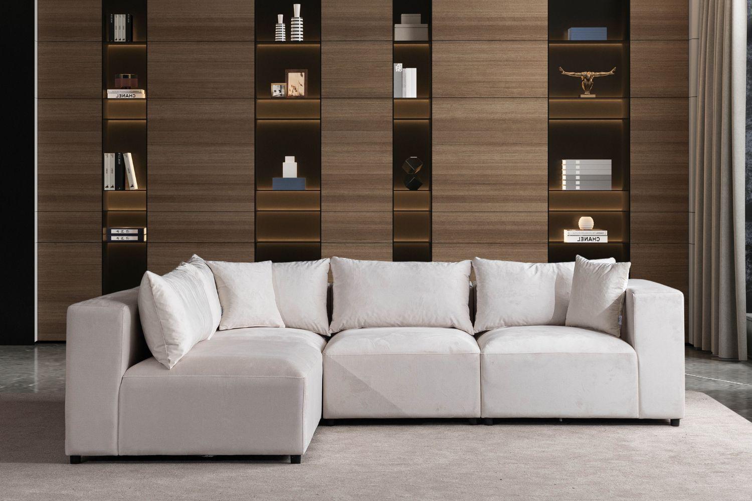 Canapé AZRA Modulable Velours Blanc cassé