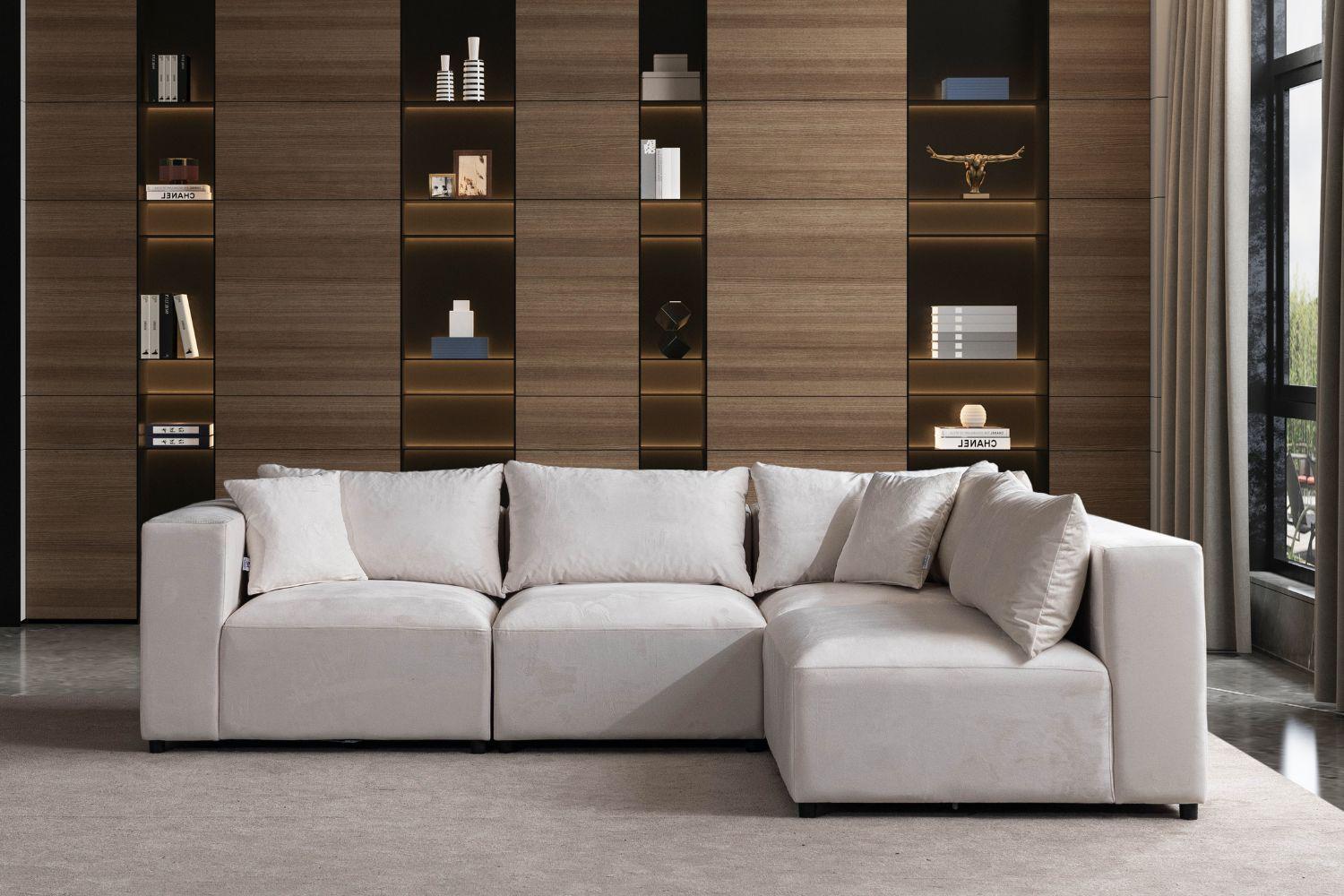 Canapé AZRA Modulable Velours Blanc cassé