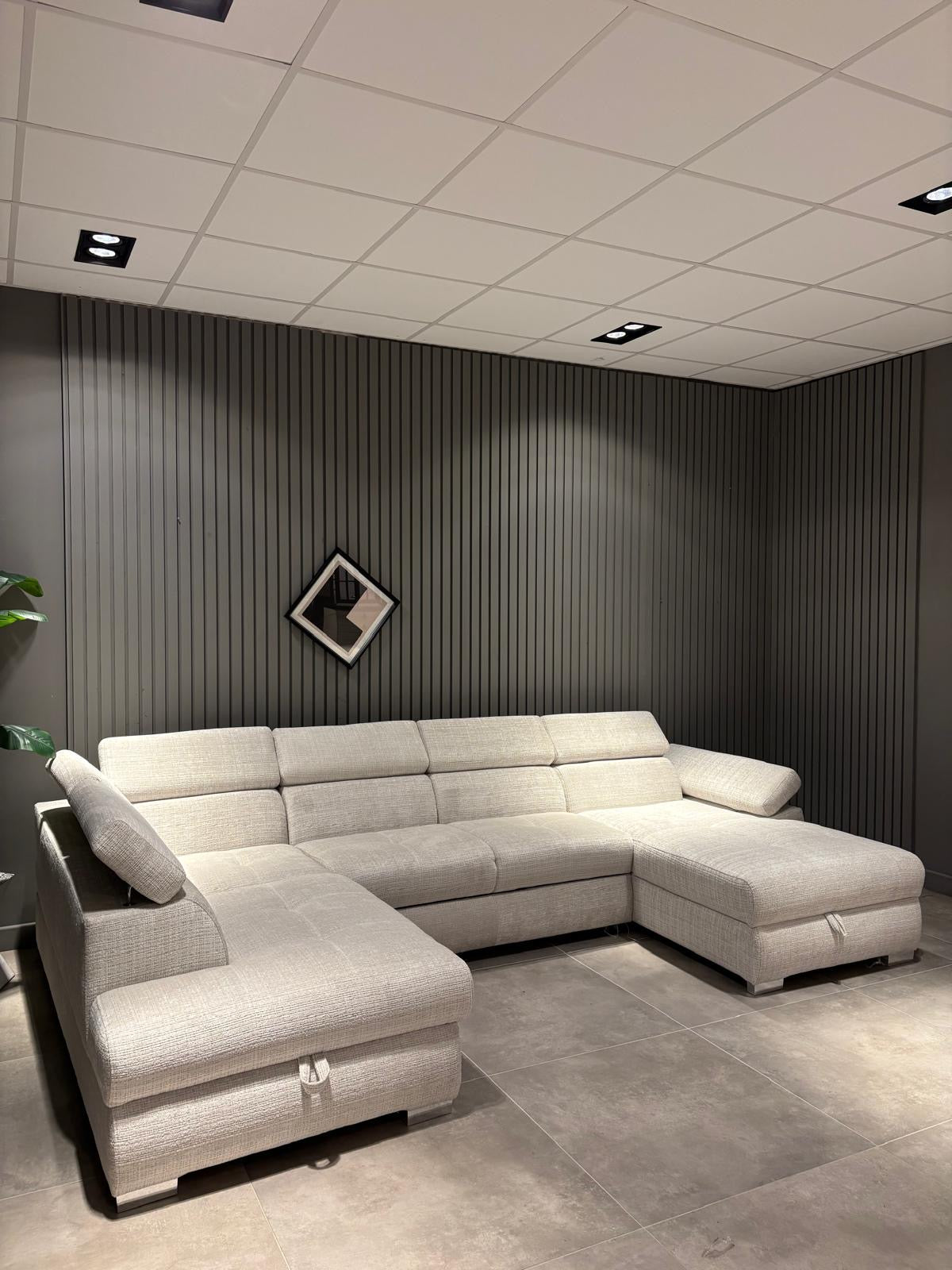 Canape angle u Toulouse tissu marbella convertible avec coffre