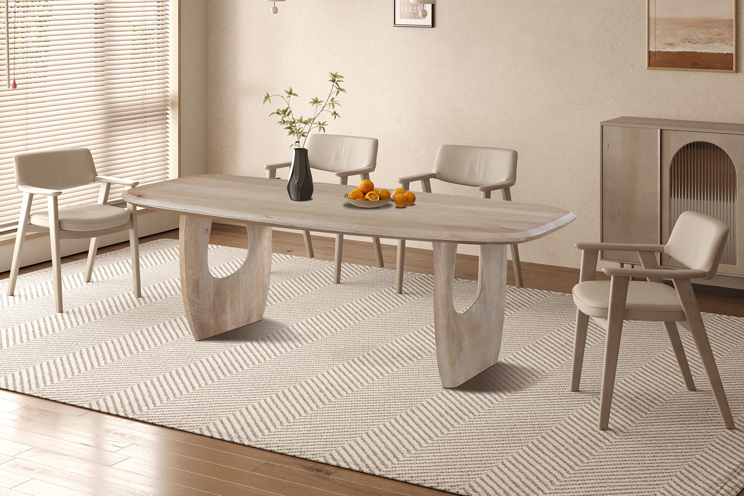 TABLE A MANGER Ovale Danoise Bois de manguier Amande