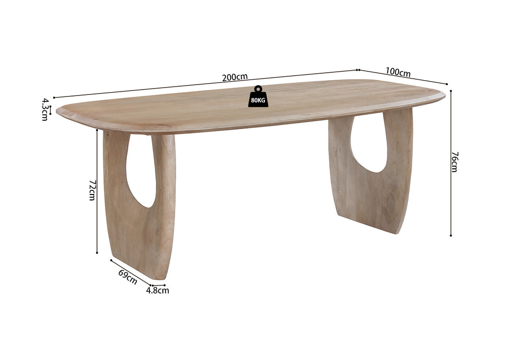 TABLE A MANGER Ovale Danoise Bois de manguier Amande