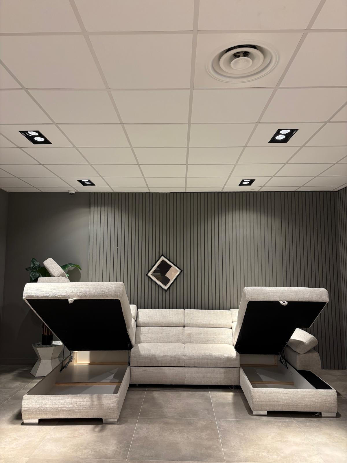 Canape angle u Toulouse tissu marbella convertible avec coffre